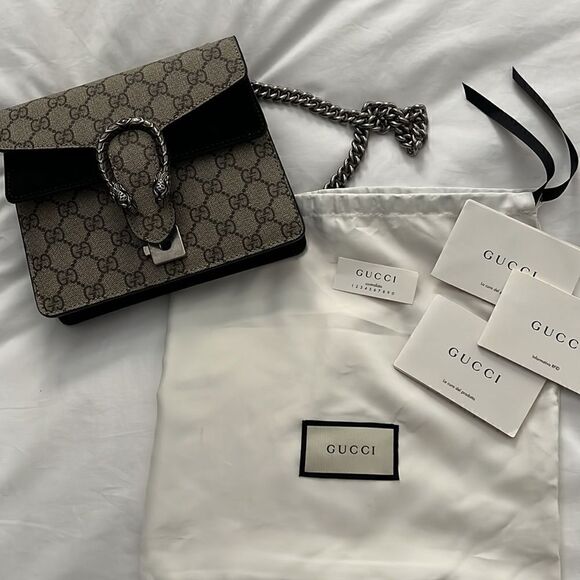 AUTHENTIC NEW GUCCI Gucci Handbag Shoulder Bag GG Supreme Canvas PVC Black Brown - Picture 7 of 7